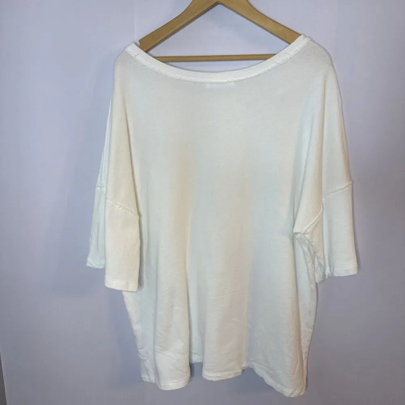Charlotte Avery Womens Oversized Med T Shirt White Boxy Baggy Raw Hem Basic - Picture 7 of 7
